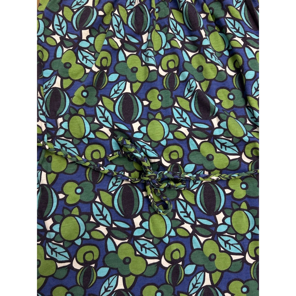 Boden Blue Green Floral Jersey Halter Dress Braided Belt coastal preppy 10R - Picture 4 of 6
